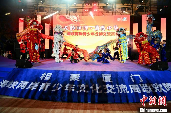 兩岸青少年同臺(tái)呈現(xiàn)龍獅表演?！⊥鯑|明 攝