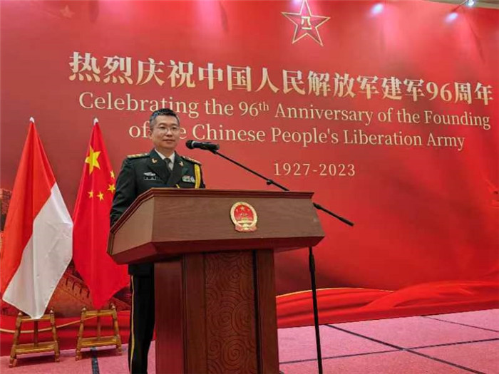 圖為徐勝武官致辭。中國駐印度尼西亞使館供圖
