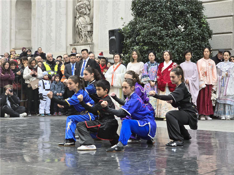 當(dāng)?shù)匚湫g(shù)學(xué)院進(jìn)行武術(shù)表演。張錫琪攝