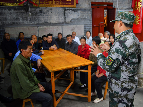 民兵學(xué)習(xí)宣講。受訪單位供圖