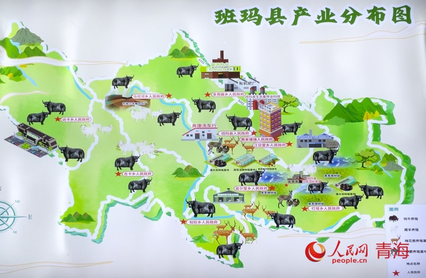 班瑪縣鄉(xiāng)村振興產業(yè)分布圖。人民網記者 甘海瓊攝