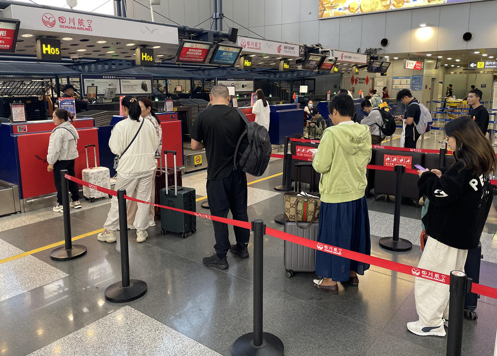 旅客在首都機場排隊辦理登機手續(xù)。人民網(wǎng)記者 喬雪峰攝