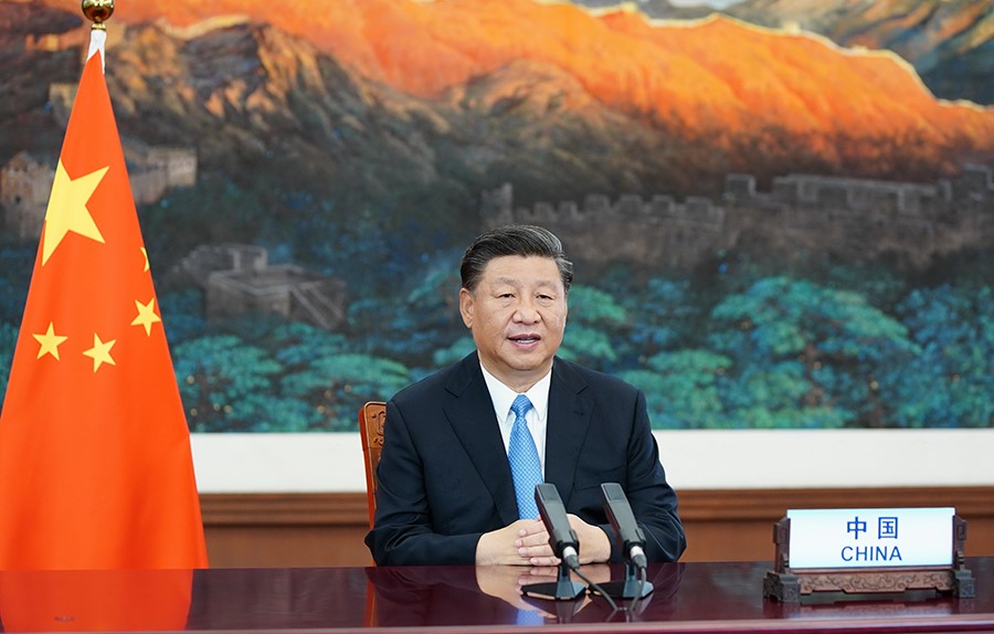 2020年9月22日，國家主席習(xí)近平在第七十五屆聯(lián)合國大會一般性辯論上發(fā)表重要講話。新華社記者 鞠鵬 攝