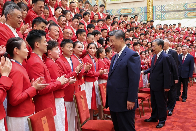 2024年8月20日，習(xí)近平總書記在人民大會堂接見第33屆夏季奧林匹克運動會中國體育代表團全體成員。
