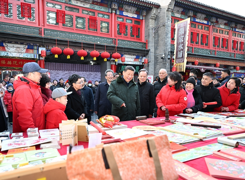 2024年2月1日，習(xí)近平總書記在天津古文化街考察。
