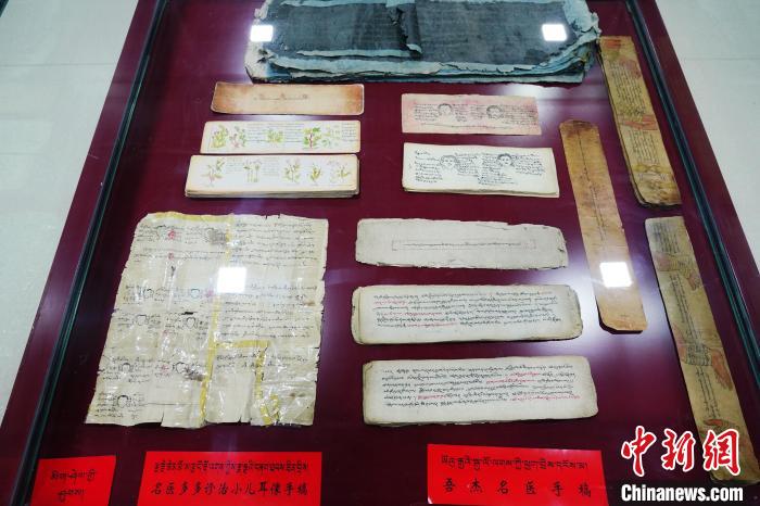 圖為藏醫(yī)古集文獻(xiàn)和藏醫(yī)臨床原始手稿?！●R銘言 攝