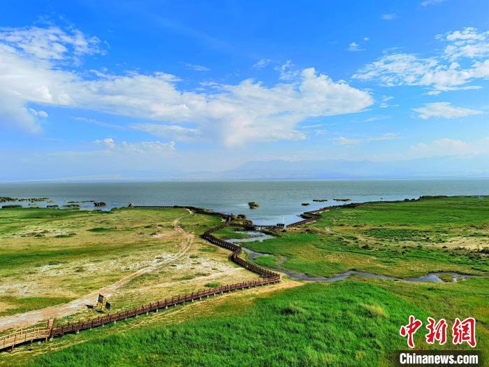 圖為航拍都蘭湖國(guó)家濕地公園。　祁增蓓 攝