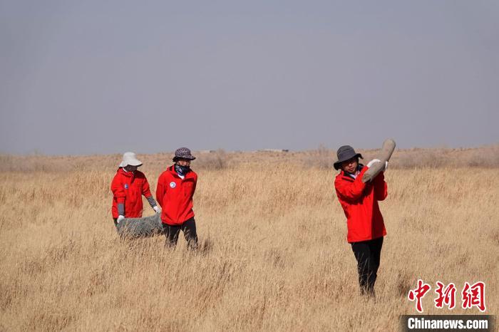 格爾木濕地站建設(shè)過程中，第二次青藏科考中科院空天院分隊隊員化身搬運工，在高原上開展體力勞動?！?lt;a target='_blank' href='/'><p  align=