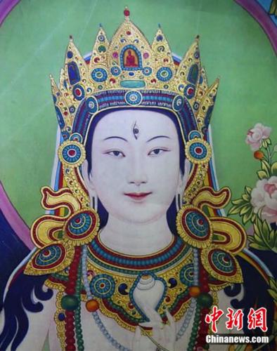 安多強(qiáng)巴繪制的《度母》唐卡。<a target='_blank' href='/'><p  align=